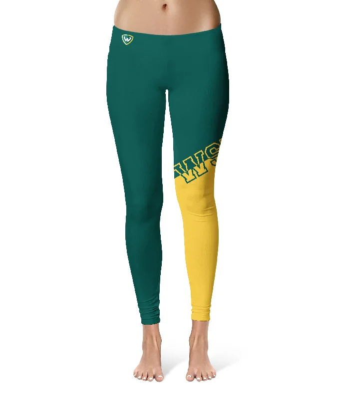 Wayne State Warriors Game Day Leg Color Block Green Gold Yoga Leggings for Women by Vive La Fete Cozy Full-Length Workout Leggings Wayne State Warriors Game Day Leg Color Block Green Gold Yoga Leggings for Women by Vive La Fete Cozy Full-Length Workout Leggings