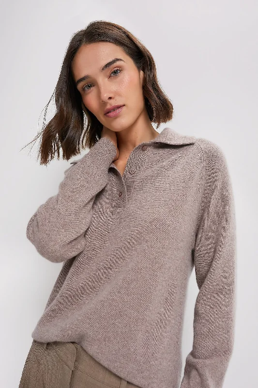 Wheat Carlisle Cashmere Banded Polo Sweater High Neck Crew Neck V-Neck