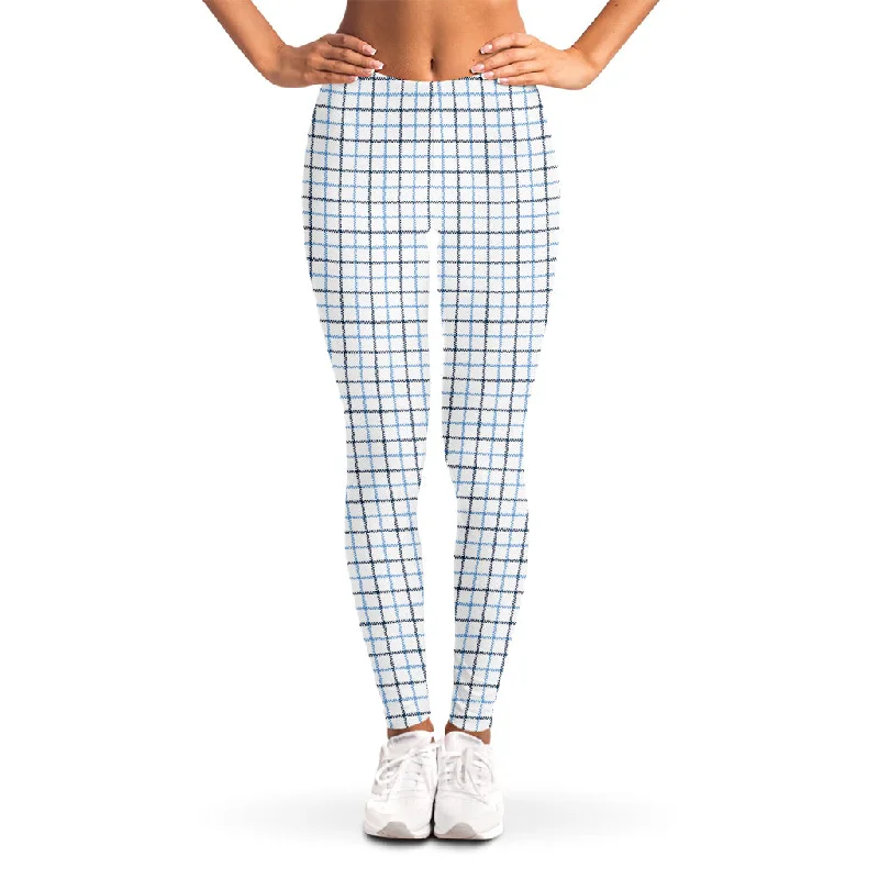 White And Blue Tattersall Pattern Print Women's Leggings Fashionable Quick-Dry Yoga Pants White And Blue Tattersall Pattern Print Women's Leggings Fashionable Quick-Dry Yoga Pants