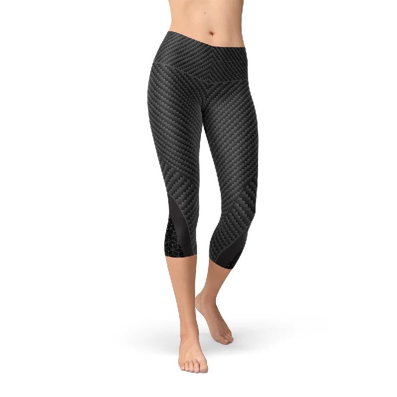 Womens Carbon Fiber Sports Capri Leggings Stylish Winter-Ready Leggings