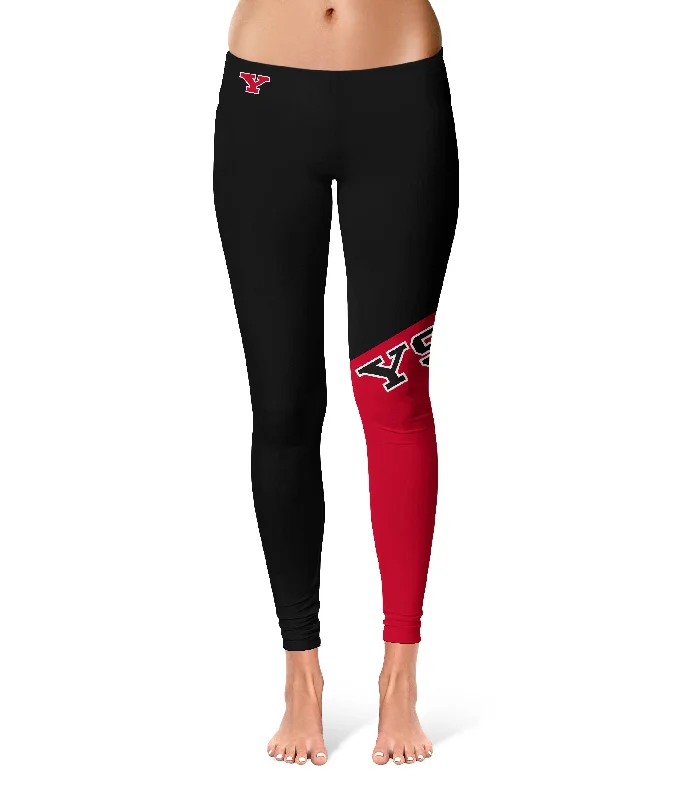 Youngstown State Penguins Game Day Leg Color Block Black Red Yoga Leggings for Women by Vive La Fete Classic Solid Color Leggings Youngstown State Penguins Game Day Leg Color Block Black Red Yoga Leggings for Women by Vive La Fete Classic Solid Color Leggings