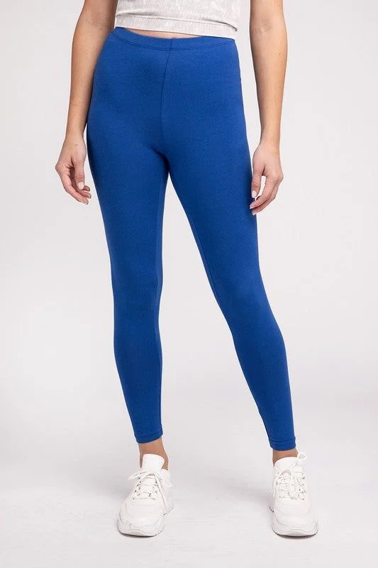 ZENANA Premium Cotton Full-Length Leggings Stylish High-Waisted Leggings