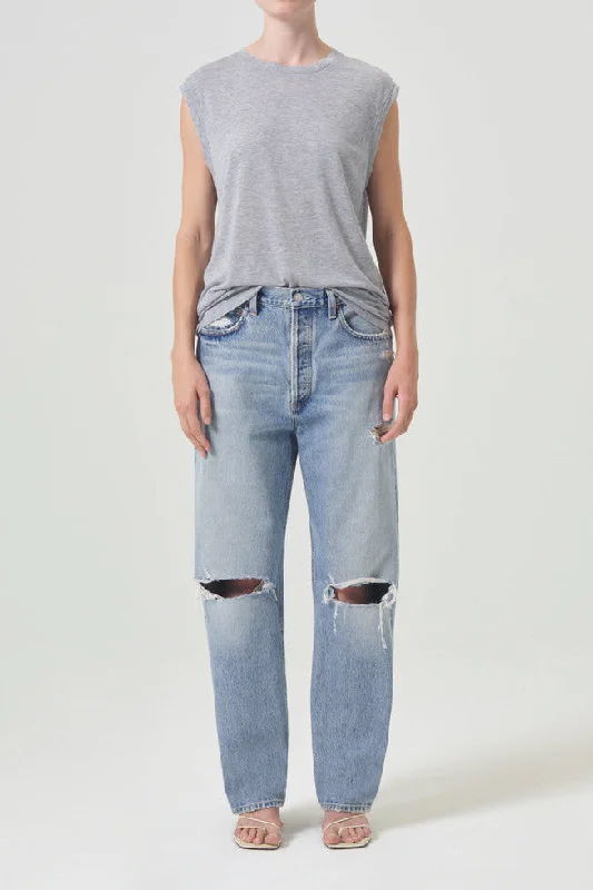 Agolde 90'S Mid Rise Straight Jeans in Threadbare Classic Black Denim Jeans