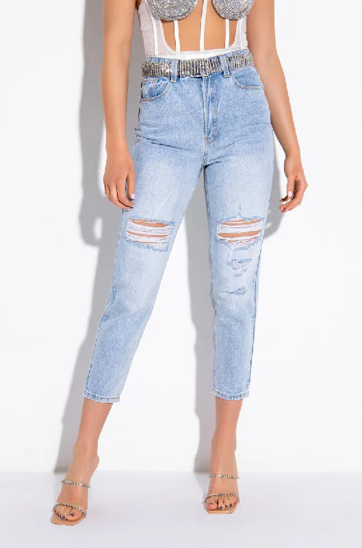 ARRIVEDERCI ACID WASH HIGH RISE DISTRESSED MOM JEANS