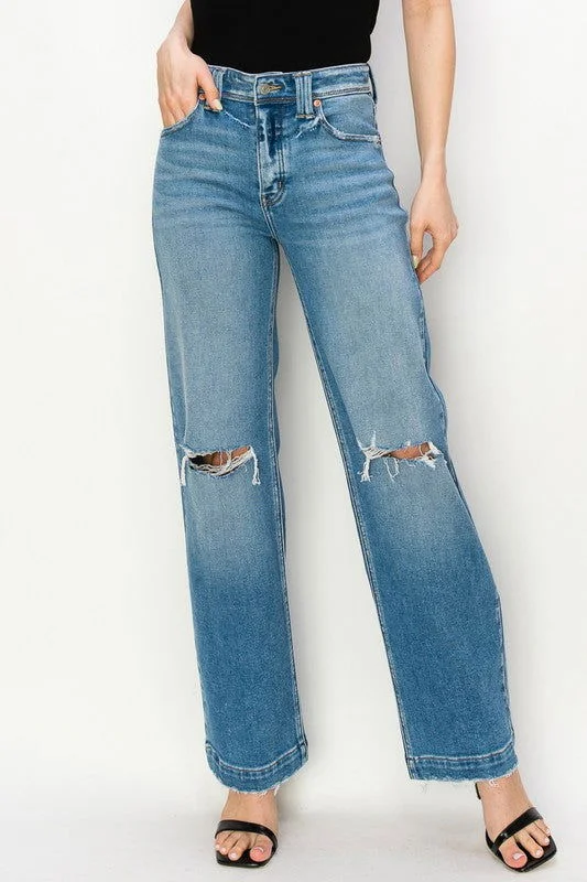 Artemis Vintage Plus Size - High Rise Straight Leg Jeans Classic Slim Fit Jeans