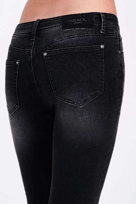 Basic Black Soft Denim Mid Rise Skinny Jeans |