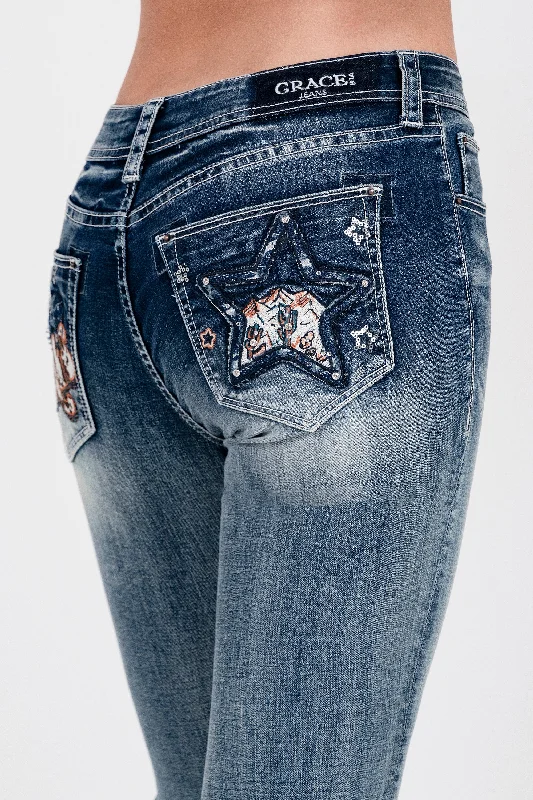 Big Star Trim Insert Mid Rise  Bootcut Jeans