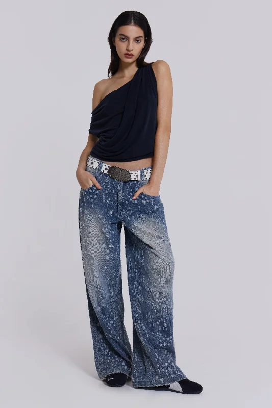 Mid Blue Shredded Colossus Jeans Fashionable White Denim Jeans