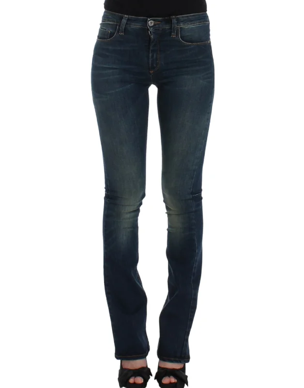 Chic Blue Straight Leg Designer Jeans Comfortable Flare Leg Jeans