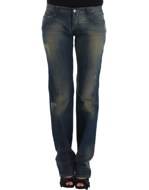 Chic Straight Leg Blue Denim Jeans Casual Skinny Fit Jeans