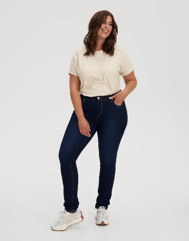 RACHEL CLASSIC RISE SKINNY JEANS / 34" DARK INDIE Fashionable Slouchy Fit Jeans
