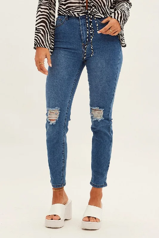 Denim Mom Jeans High Rise Stretch