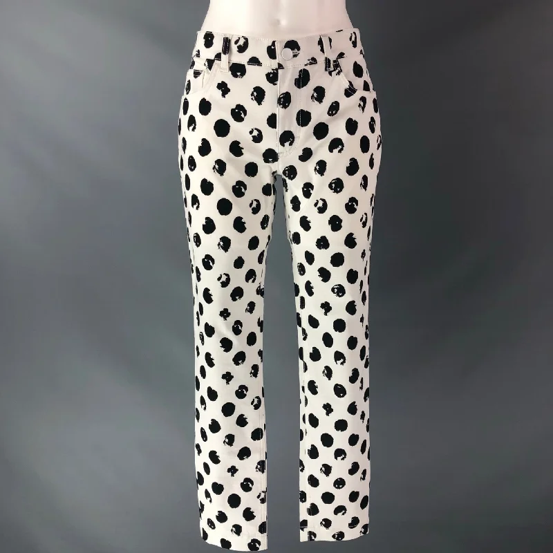 DOLCE & GABBANA Size 6 White Black Cotton & Elastane Dots Jeans Cozy Tencel Blend Denim Jeans DOLCE & GABBANA Size 6 White Black Cotton & Elastane Dots Jeans Cozy Tencel Blend Denim Jeans