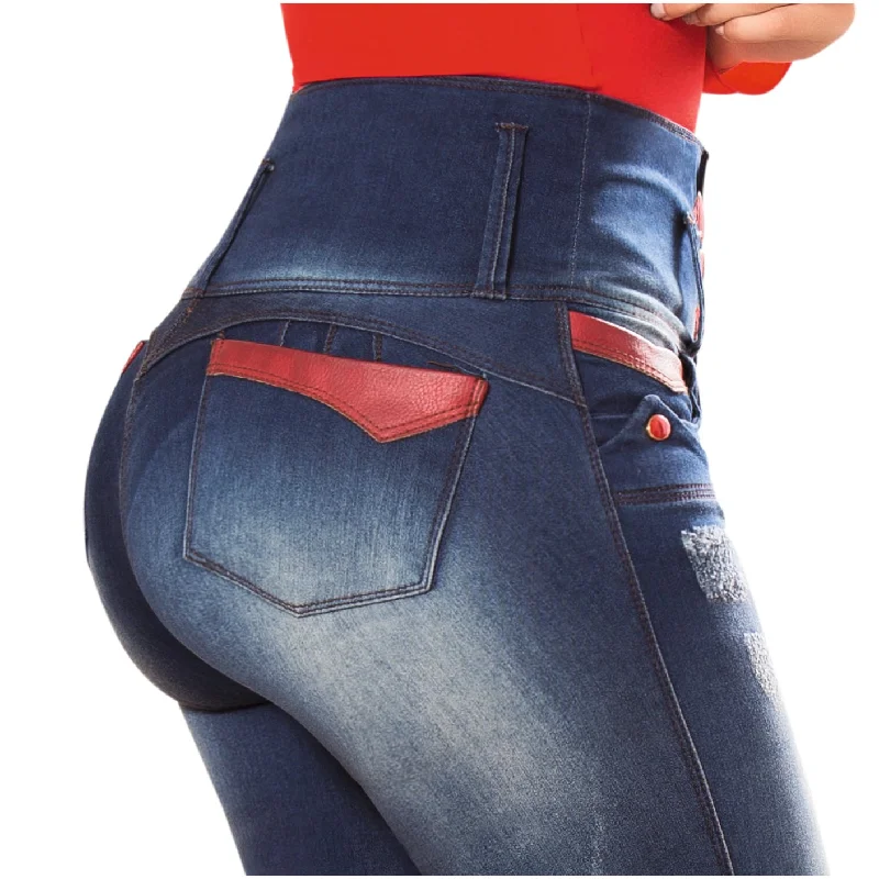 DRAXY 1342 Colombian Women's High Waisted Skinny Jeans Casual High-Waisted Bootcut Jeans