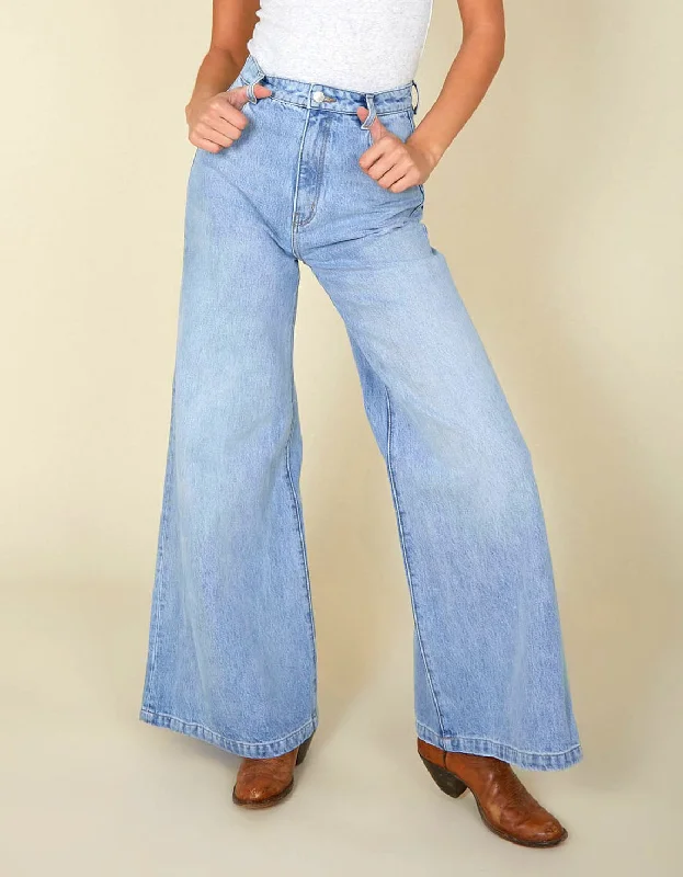 Elle A-Line Organic Jeans Comfortable Folded Hem Jeans