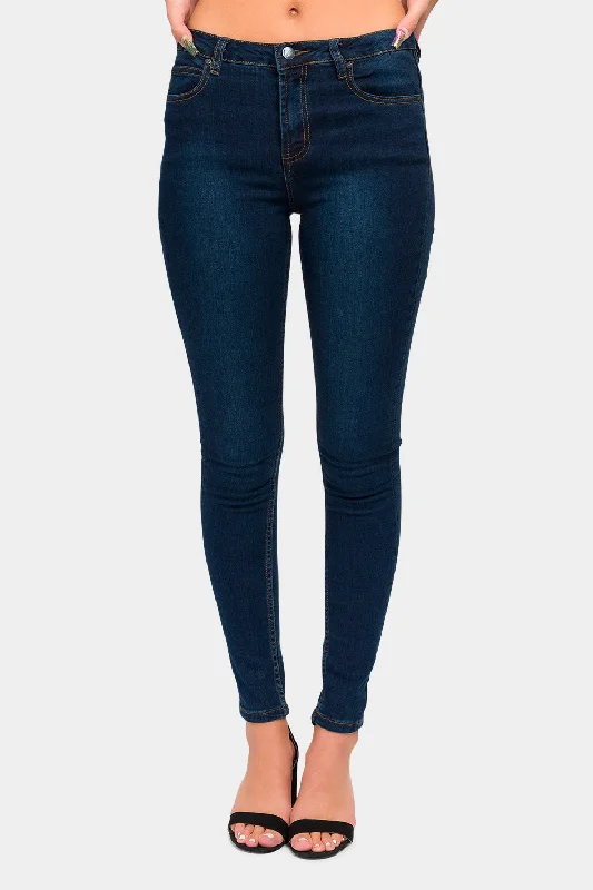 Essential High Rise Stretch Skinny Jeans Comfortable Distressed Straight-Leg Jeans