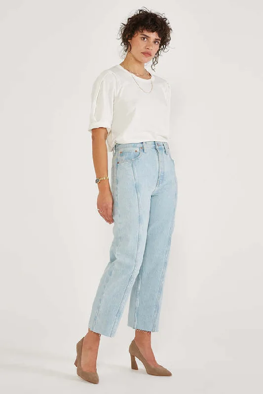 Etica Tyler Seamed Cropped Jeans in Sea Breeze