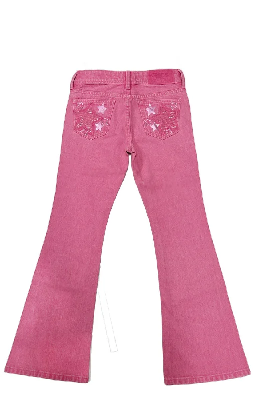 Stars Barbie Pink Girls Flare Jeans