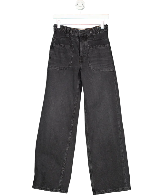 Grey We The Free Palmer Cuffed Jeans UK 8 Stylish Paperbag Waist Denim
