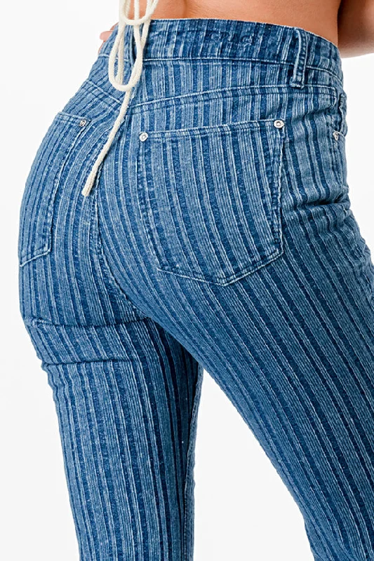 Corduroy Fabric High Waist Flare Jeans