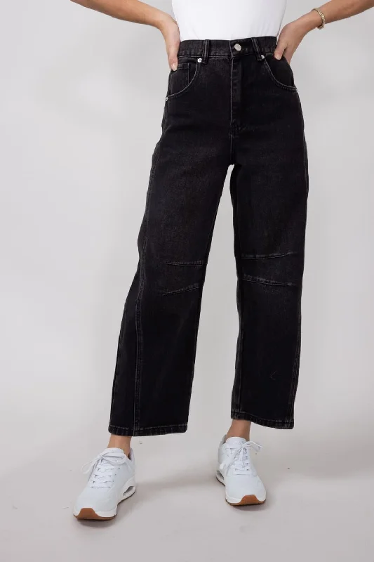 High-Rise Slouchy Barrel Jeans for Women in Black | MAP2740-BLACK Stylish Tapered Fit Jeans High-Rise Slouchy Barrel Jeans for Women in Black | MAP2740-BLACK Stylish Tapered Fit Jeans