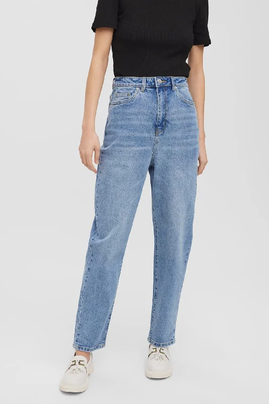 High Waist Mom Jeans in Denim 32" Cozy Relaxed Fit Denim Jeans