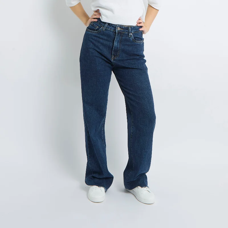 High Waist Wide Leg Jeans - UK 8 Fashionable Button-Front Jeans