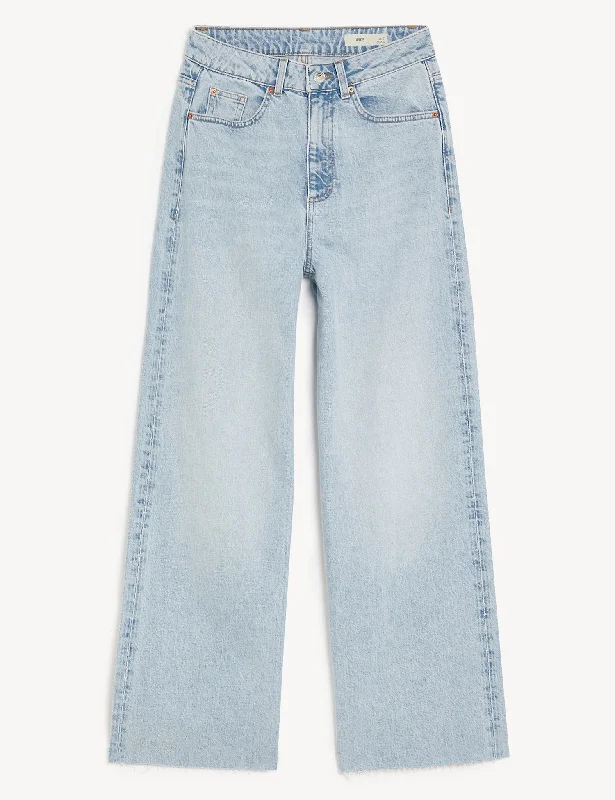 High Waisted Wide Leg Ankle Grazer Jeans