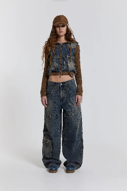 Zenith Double Layer Seam Colossus Baggy Jeans Stylish Acid-Wash Jeans