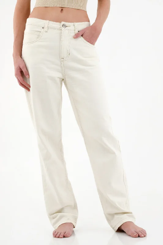 Women's Off-White Straight-Leg Jeans Trendy Plus Size Jeans