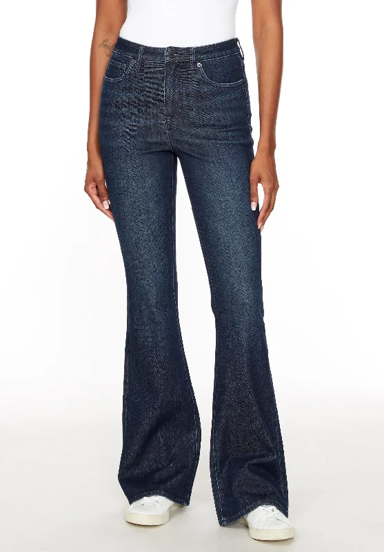 High Rise Flare Joplin Women's Jeans, Indigo Sanded - BL15998