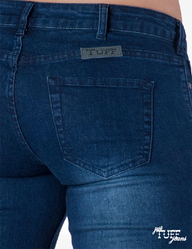 Just Tuff  Women's "Indigo Skinny" Jeans Trendy Wide-Leg High-Waist Denim