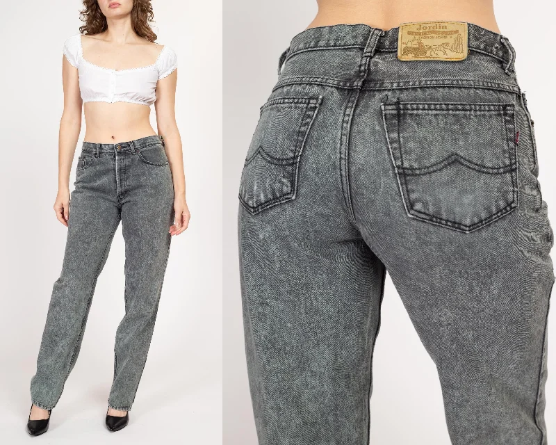 Medium 80s Grey Acid Wash High Waisted Jeans 31" Comfortable Jogger Style Jeans