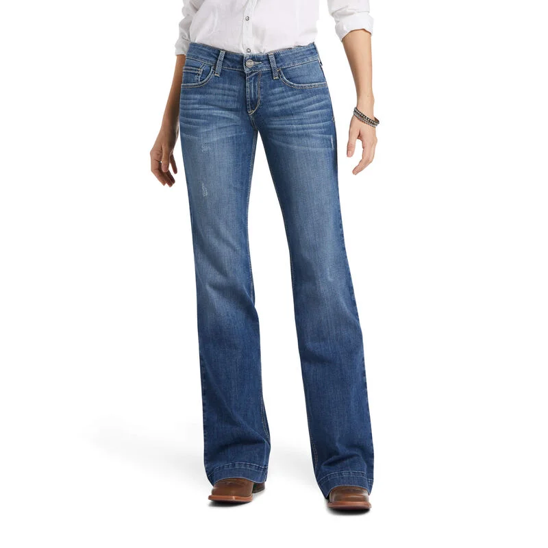 Ariat Women's Trouser Mid Rise Jennifer Wide Leg Jeans Cozy Relaxed Fit Jeans