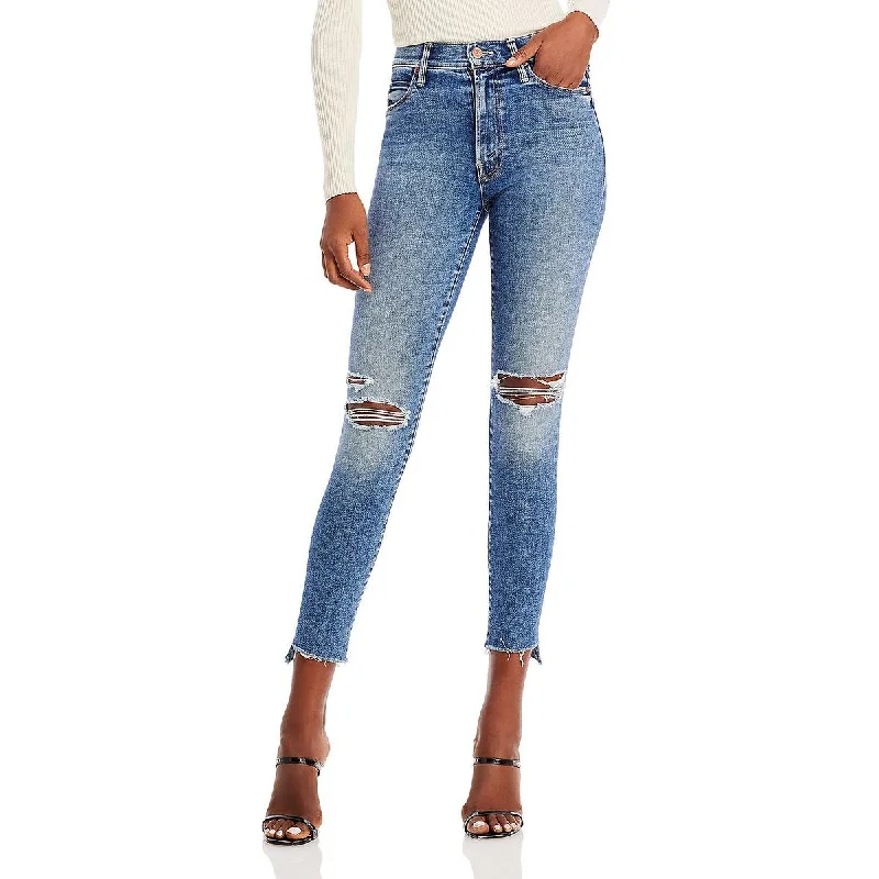 Mother Womens The Stunner Ripped Frayed Hem Ankle Jeans Fashionable Slouchy Fit Jeans Mother Womens The Stunner Ripped Frayed Hem Ankle Jeans Fashionable Slouchy Fit Jeans