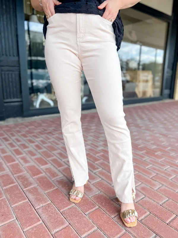 [Mud Pie] Yorker Side-Slit Jeans-Blush Casual Bootcut Ripped Jeans