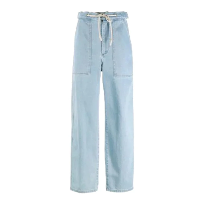 NANUSHKA Women's Light Blue Jeans #1952 L NWT Fashionable Frayed Hem Denim
