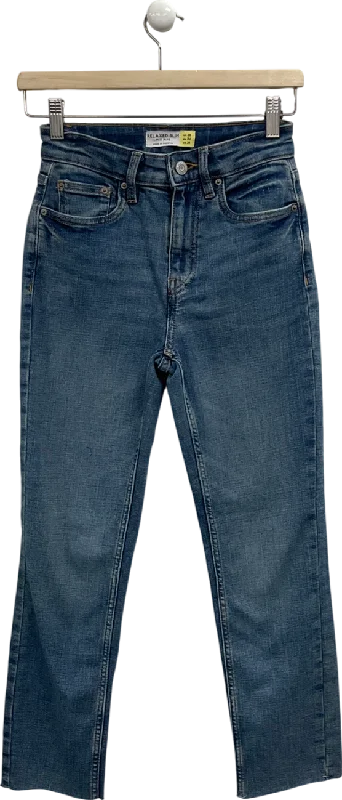 Next Blue Relaxed Slim Fit Mid Rise Jeans UK 6 Chic Double Waistband Jeans