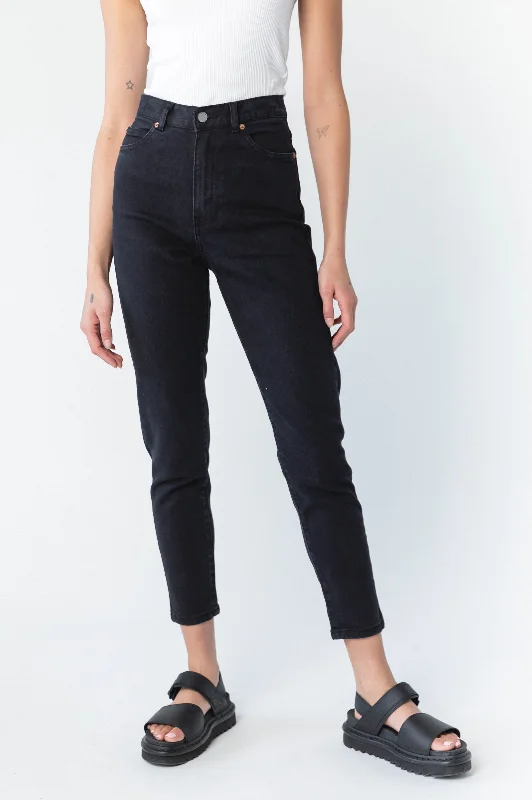 Nora Jeans - Washed Black Stretch Stylish Tapered Fit Jeans