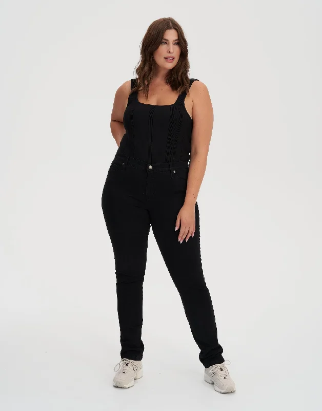 RACHEL SKINNY JEANS / 33" OVERDYE BLACK Stylish Slim Fit Denim