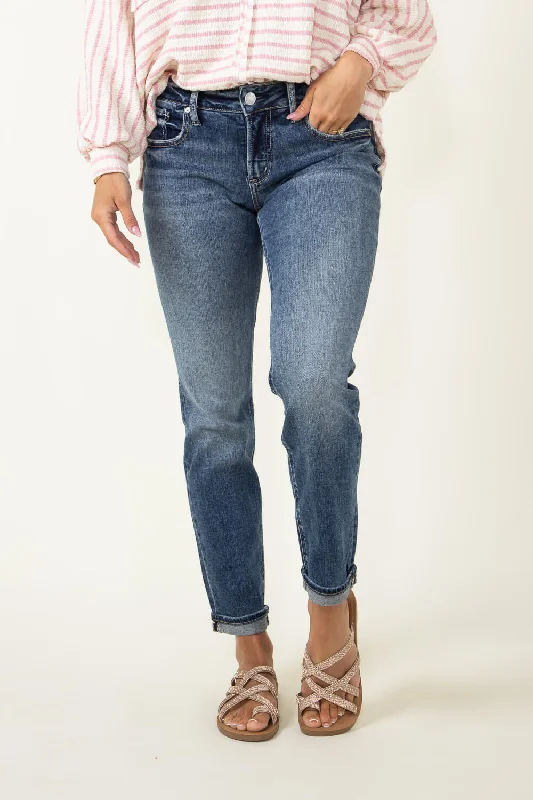 Silver Jeans Mid Rise Vintage Wash Boyfriend Jeans for Women | L27170SCV302