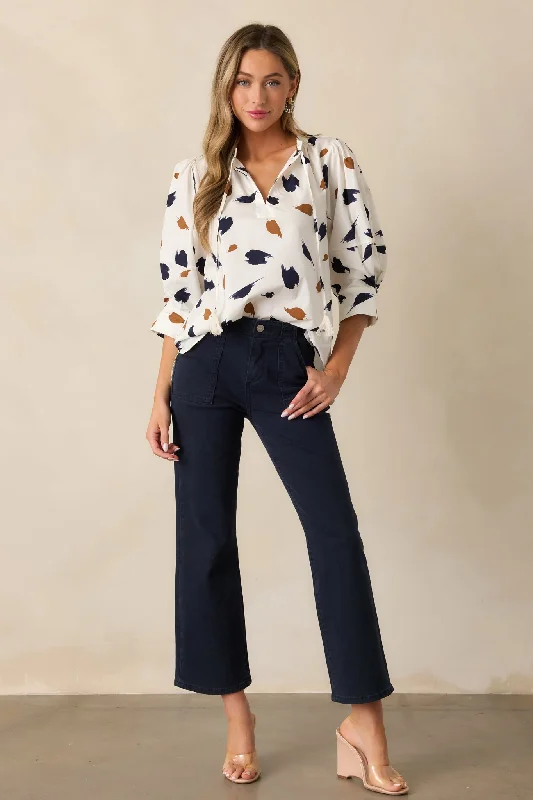 Starlit Skies Navy Straight Leg Jeans Trendy Plus Size Jeans