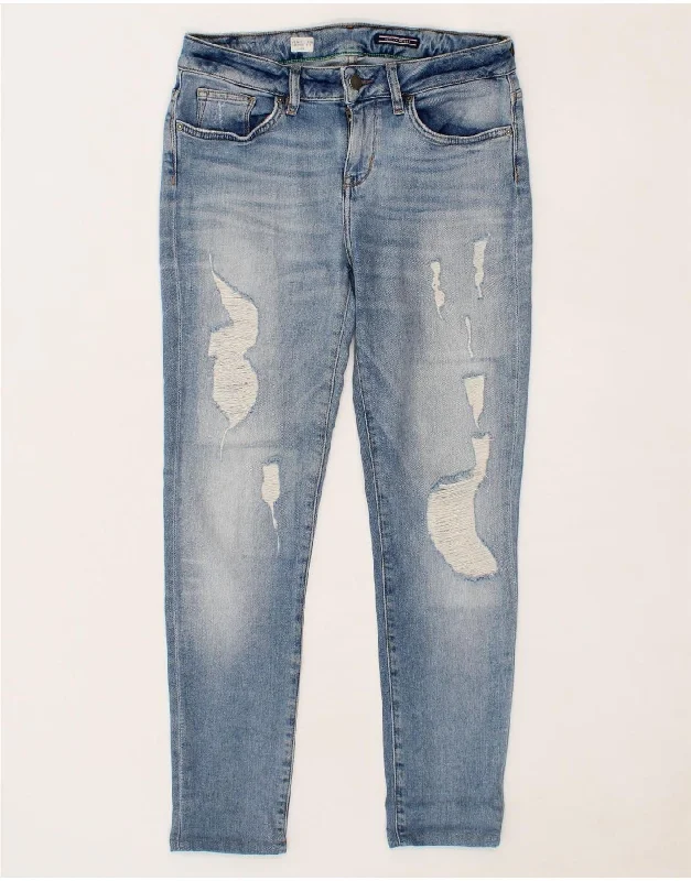 TOMMY HILFIGER Womens Venice RW Distressed Skinny Jeans W28 L27 Blue