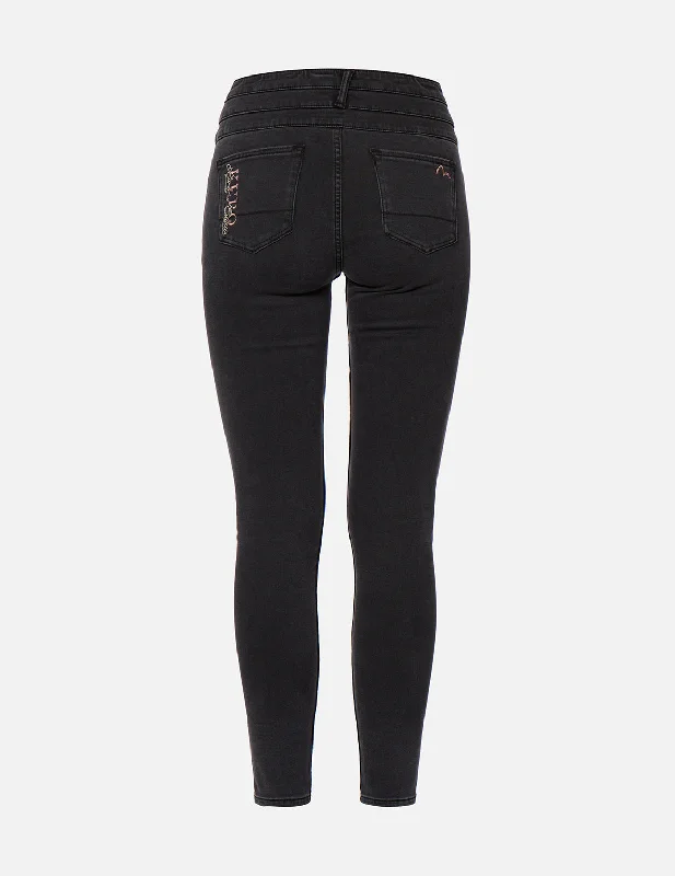 Triple Waistband Super High Waist Skinny Jeans Fashionable Cropped Denim Jeans