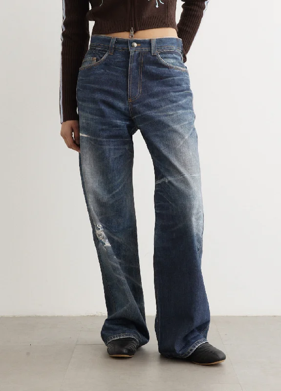 Trompe L'Oeil Printed Denim Jeans Trendy Acid Wash Skinny Jeans