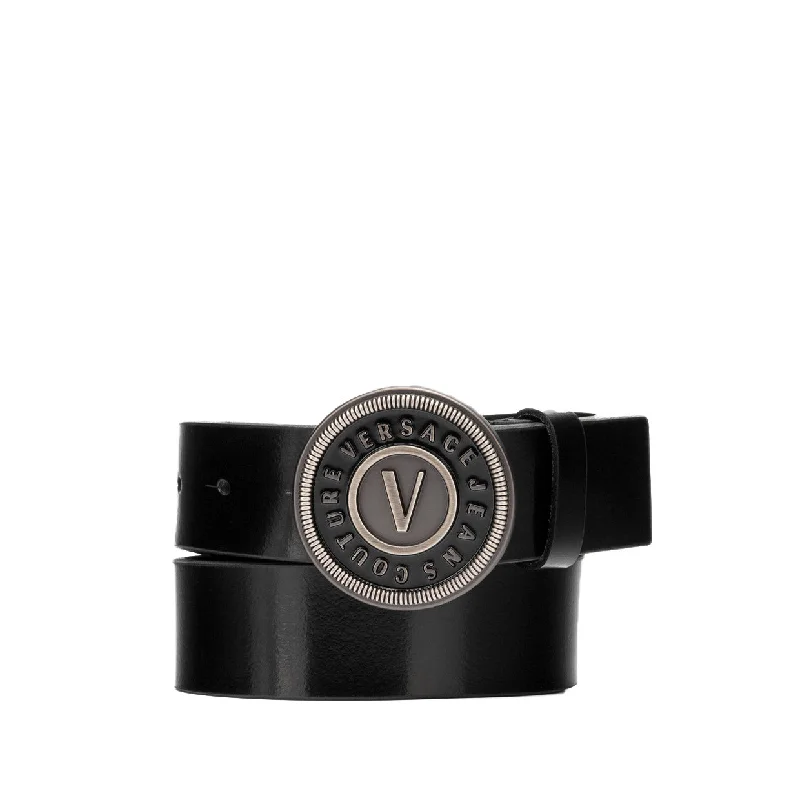 Versace Jeans Couture Womens Leather Logo Belt Fashionable Straight Fit Denim