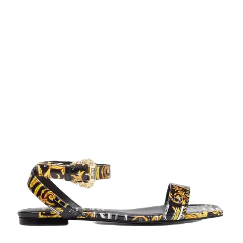 Versace Jeans Couture Millie Baroque Patent Sandals Casual Loose Fit Jeans