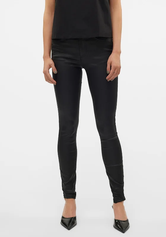 Vero Moda Flash Coated Skinny Jeans, Black Elegant Dark-Wash Bootcut Jeans