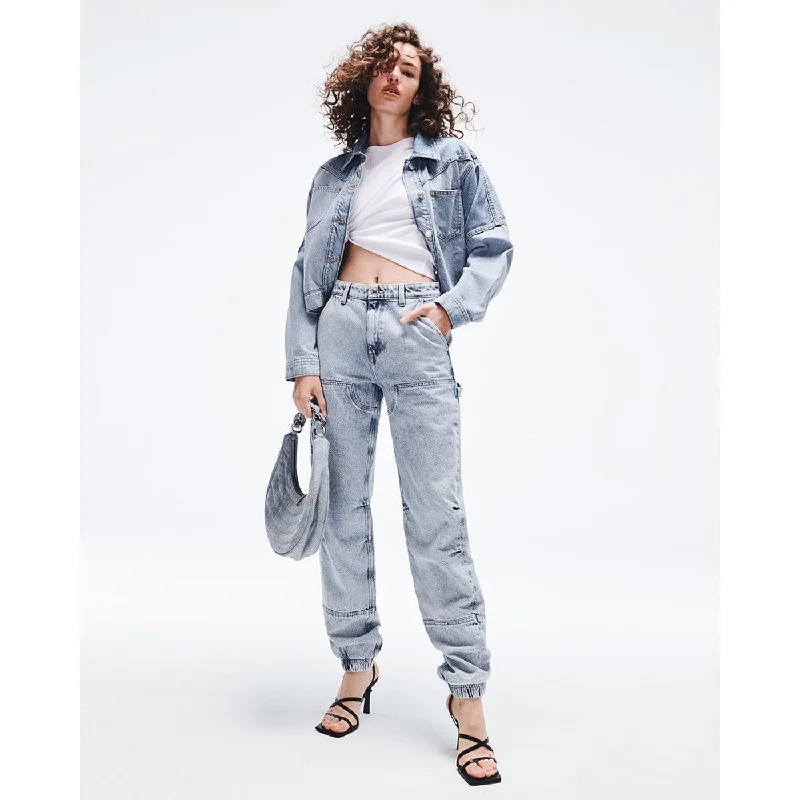 Light Blue Carpenter Jogger Jeans Stylish Shredded Denim Jeans