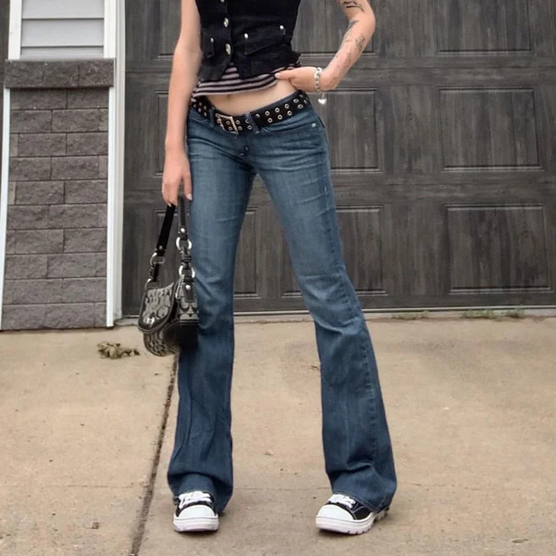 Women Flare Jeans Chic Ripped Jeans